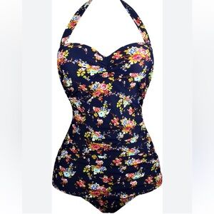 MOLYBELL size XLARGE Vintage Cut Floral One Piece Swimsuit NEW retro boy shorts
